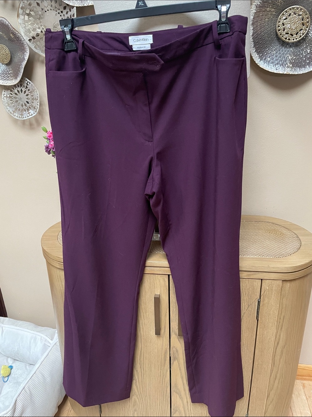 Calvin Klein Plum Flare zippedPants
